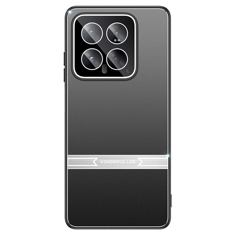 For Xiaomi 14 Phone Case Metal+PC+TPU Matte Anti-scratch Smartphone Cover - Black+Silver