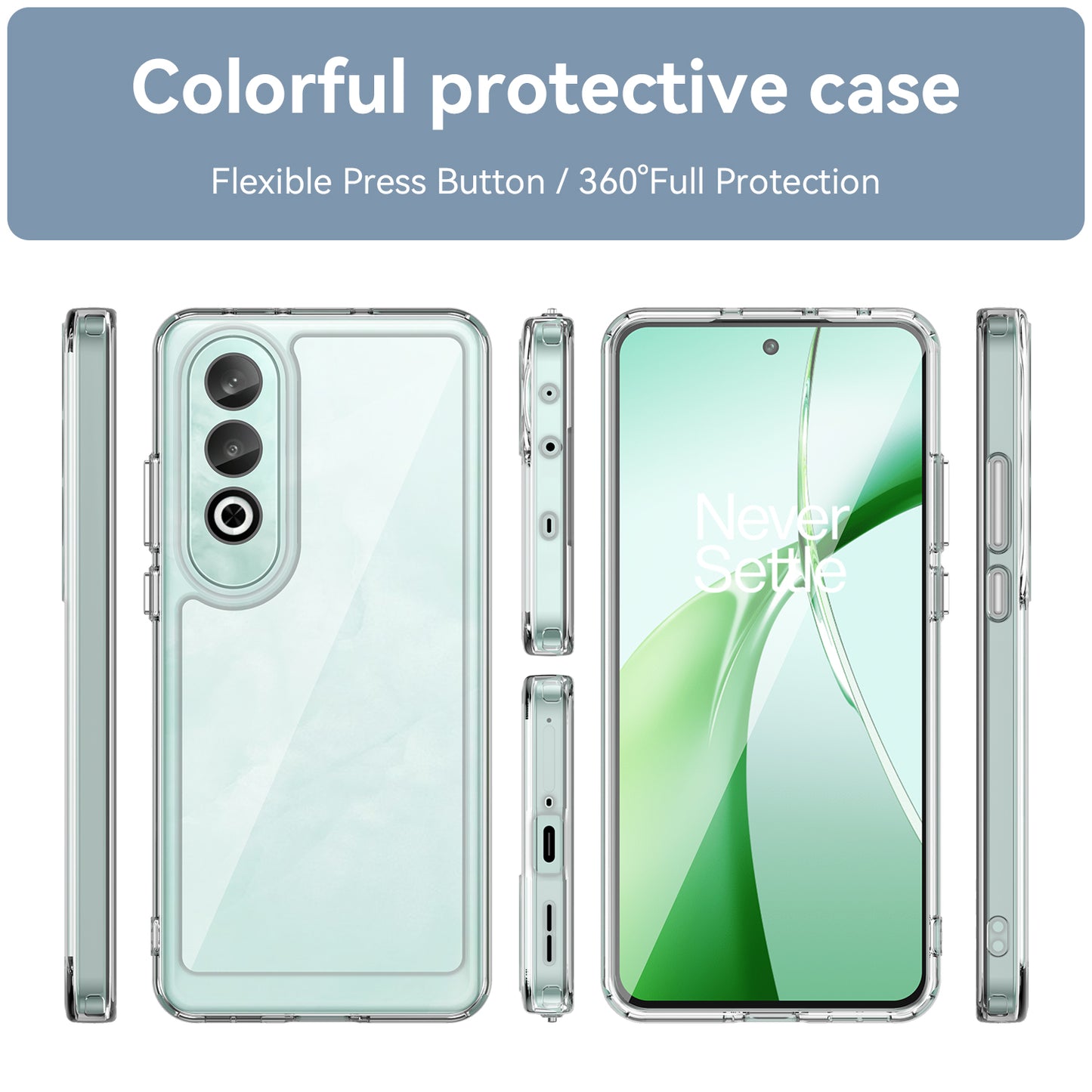 For OnePlus Nord CE4 5G Case Drop-Proof TPU Frame Clear Acrylic Protective Phone Shell - Transparent