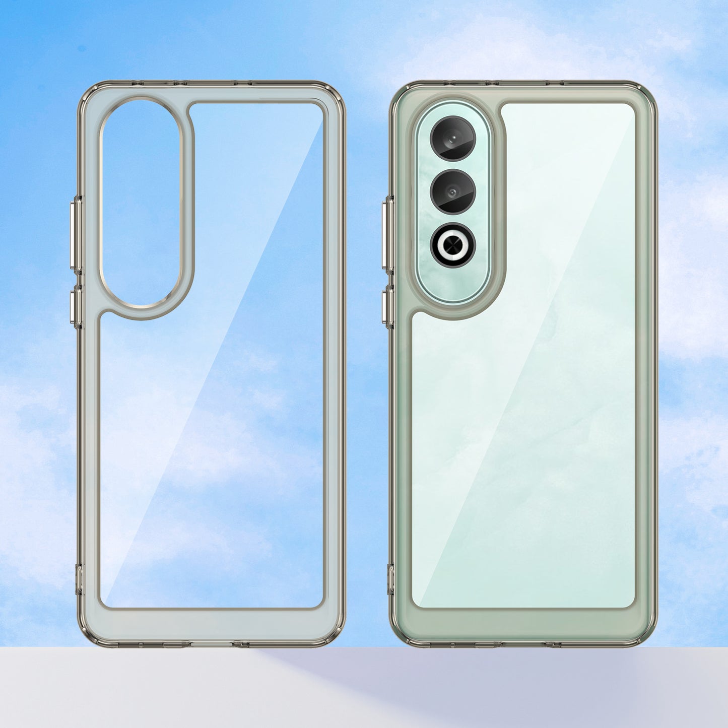 For OnePlus Nord CE4 5G Case Drop-Proof TPU Frame Clear Acrylic Protective Phone Shell - Transparent Grey