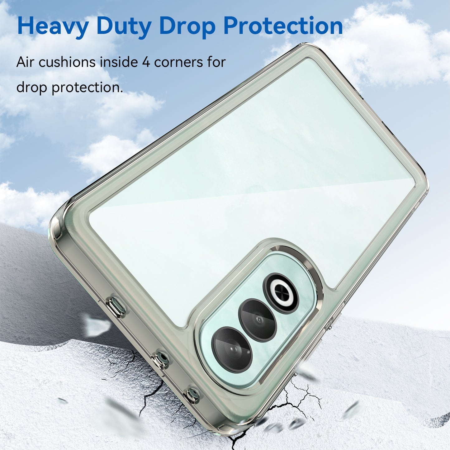 For OnePlus Nord CE4 5G Case Drop-Proof TPU Frame Clear Acrylic Protective Phone Shell - Transparent Grey