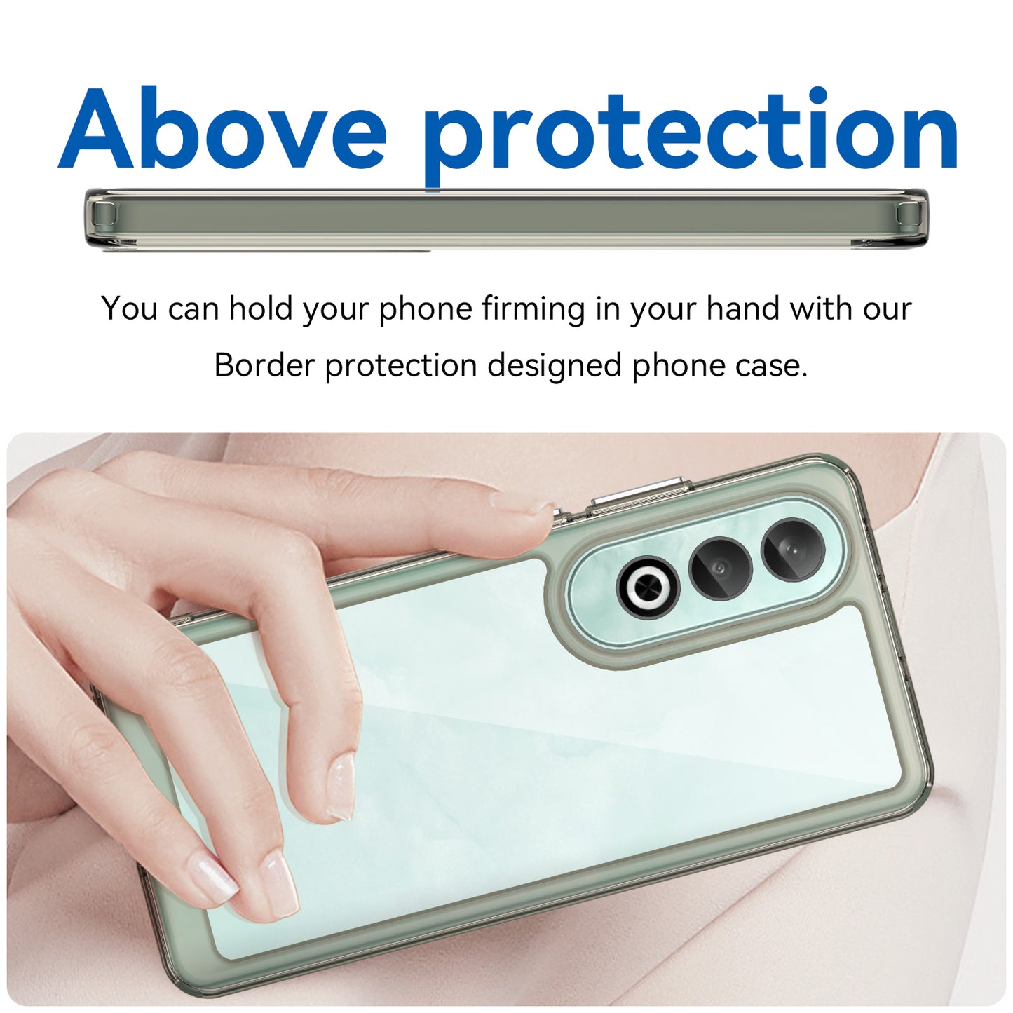 For OnePlus Nord CE4 5G Case Drop-Proof TPU Frame Clear Acrylic Protective Phone Shell - Transparent Grey