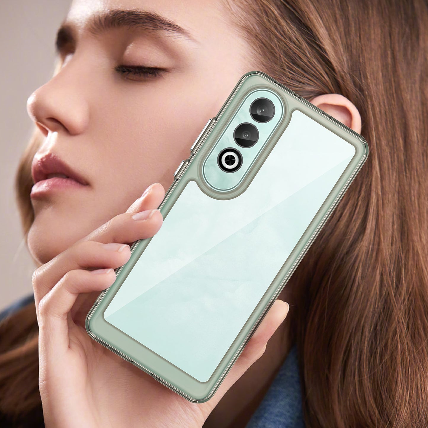 For OnePlus Nord CE4 5G Case Drop-Proof TPU Frame Clear Acrylic Protective Phone Shell - Transparent Grey