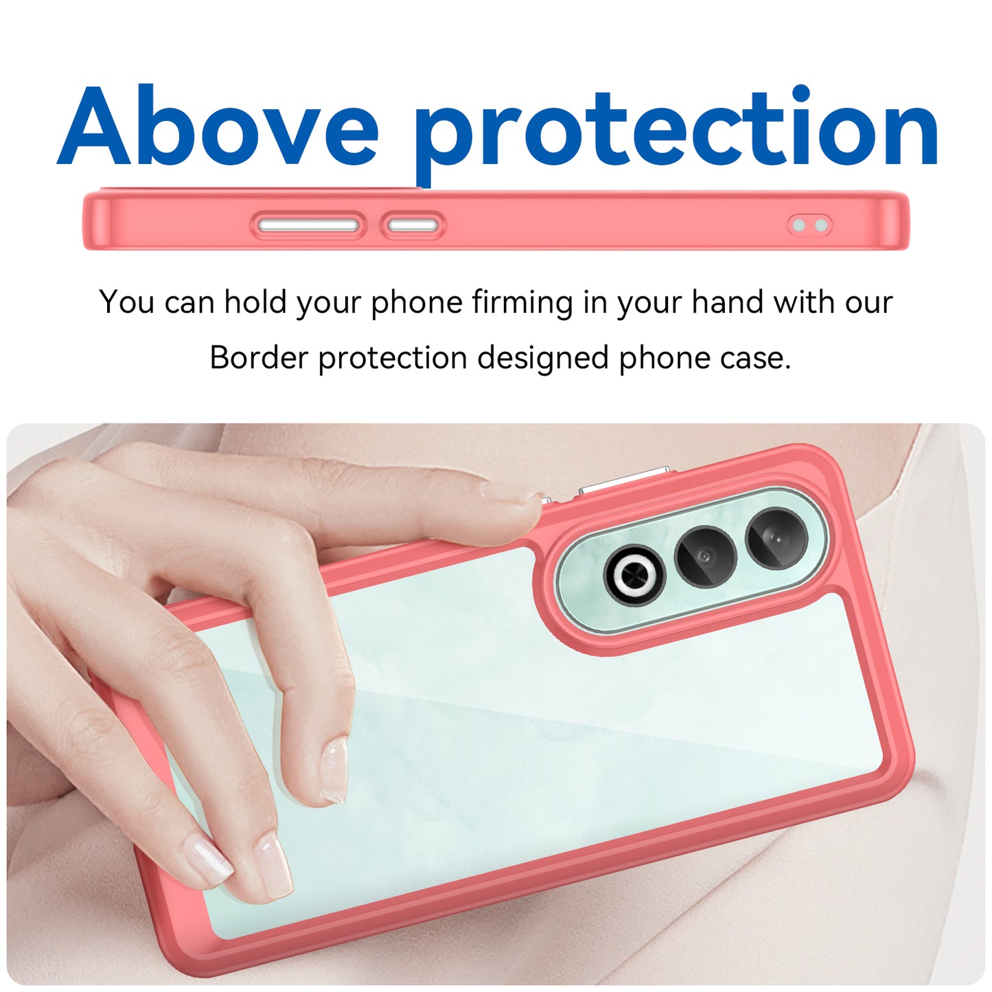 For OnePlus Nord CE4 5G Case Drop-Proof TPU Frame Clear Acrylic Protective Phone Shell - Red