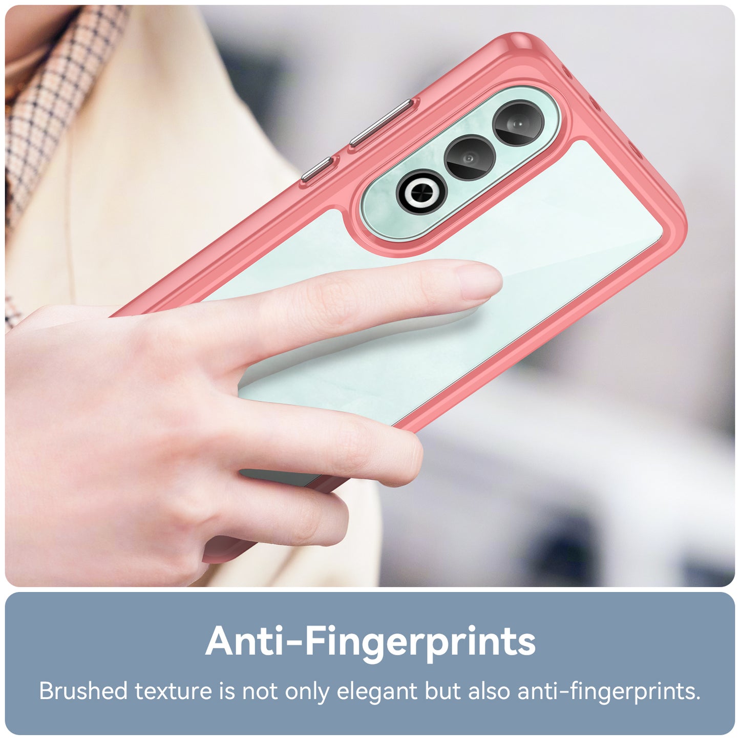 For OnePlus Nord CE4 5G Case Drop-Proof TPU Frame Clear Acrylic Protective Phone Shell - Red