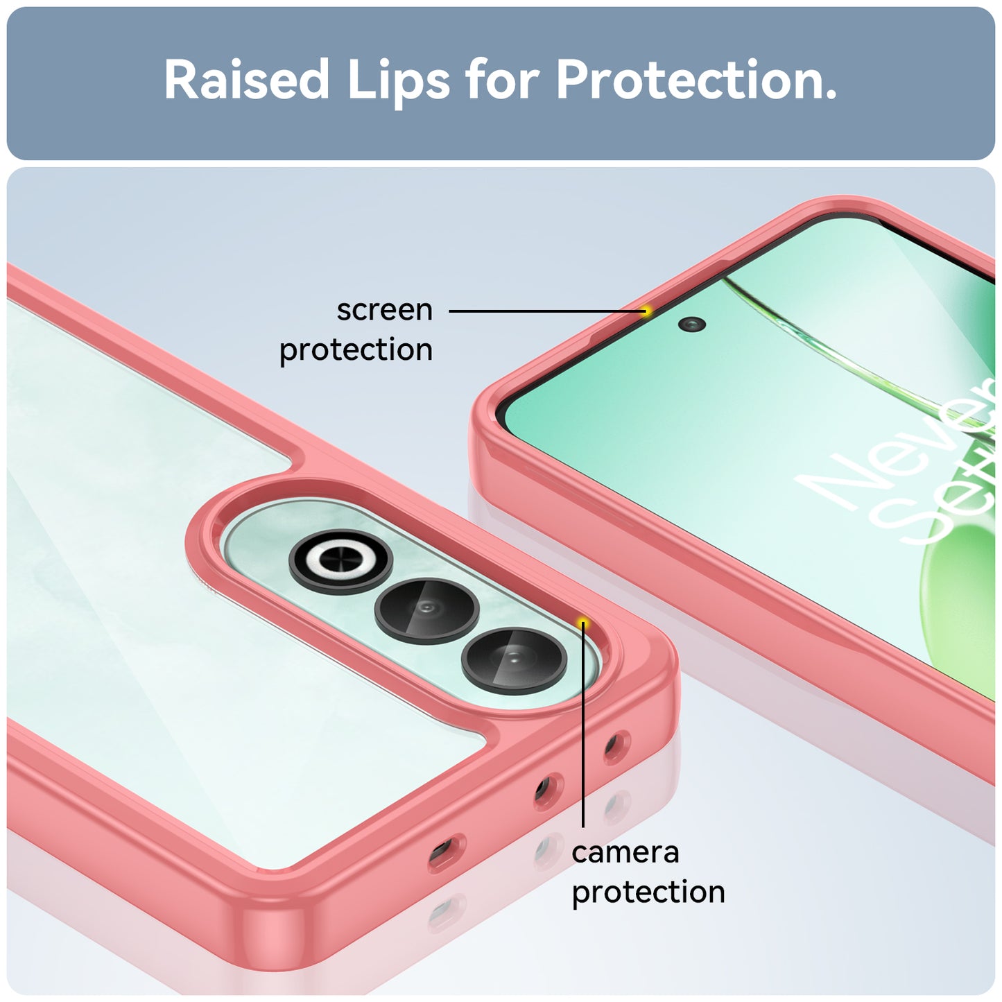 For OnePlus Nord CE4 5G Case Drop-Proof TPU Frame Clear Acrylic Protective Phone Shell - Red