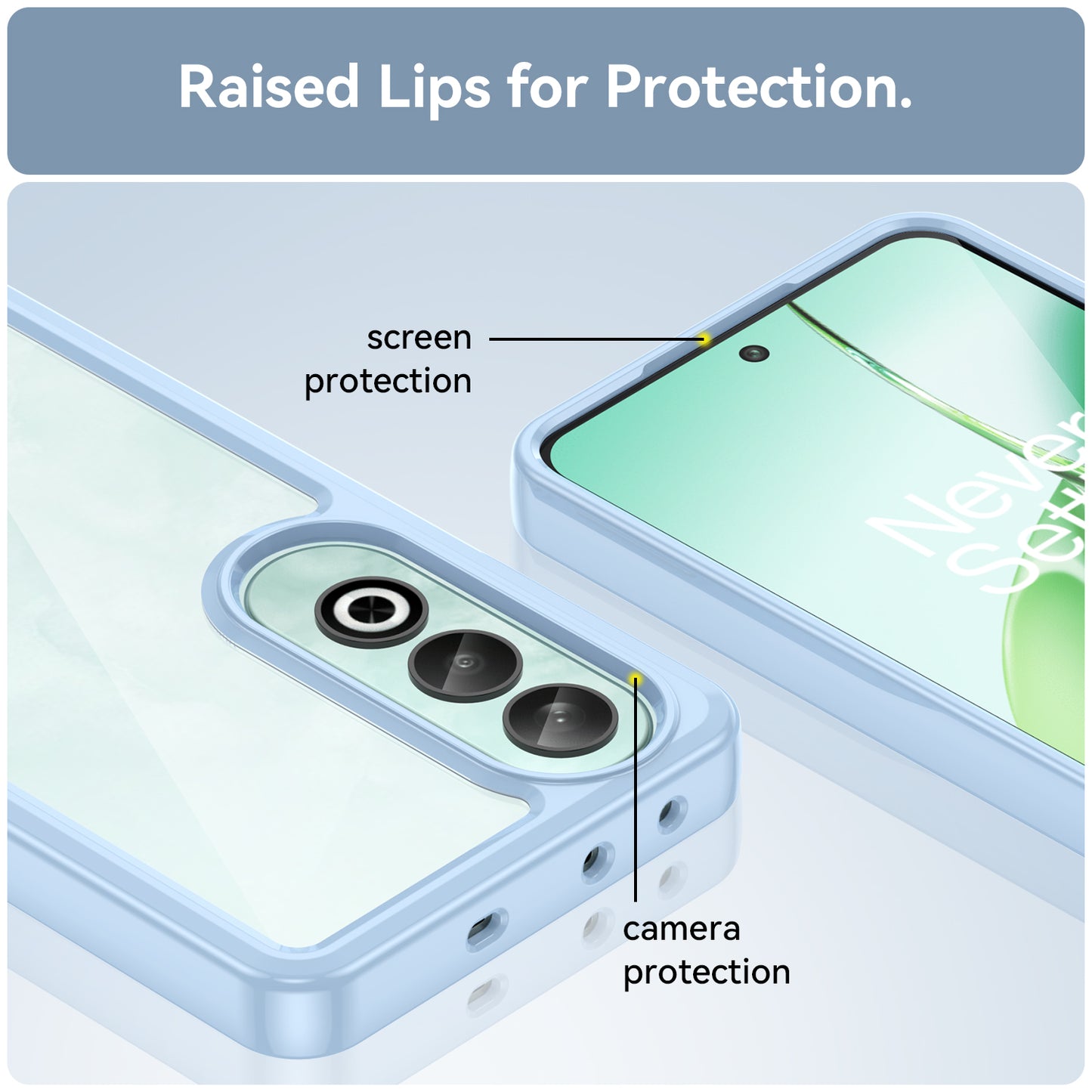 For OnePlus Nord CE4 5G Case Drop-Proof TPU Frame Clear Acrylic Protective Phone Shell - Blue