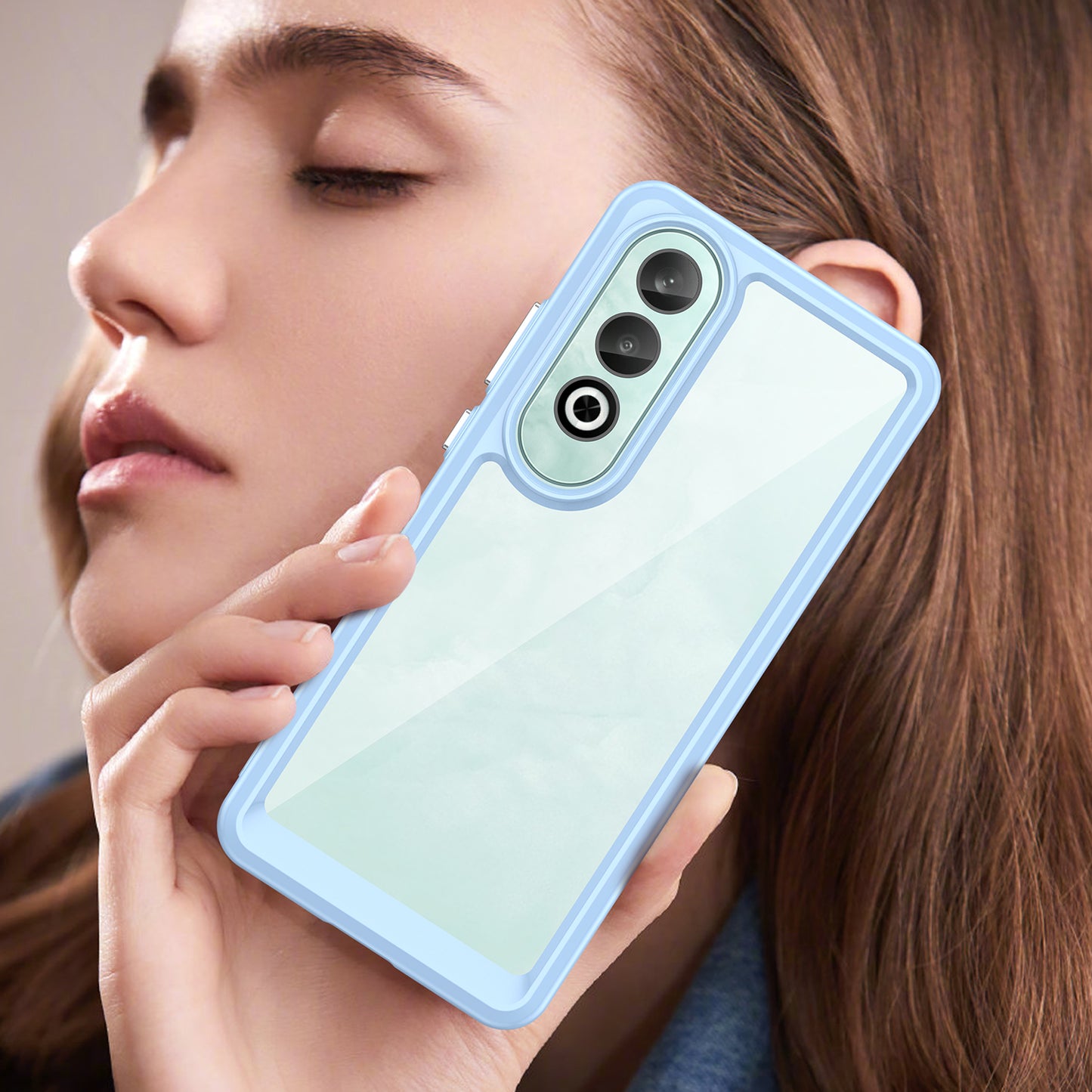 For OnePlus Nord CE4 5G Case Drop-Proof TPU Frame Clear Acrylic Protective Phone Shell - Blue