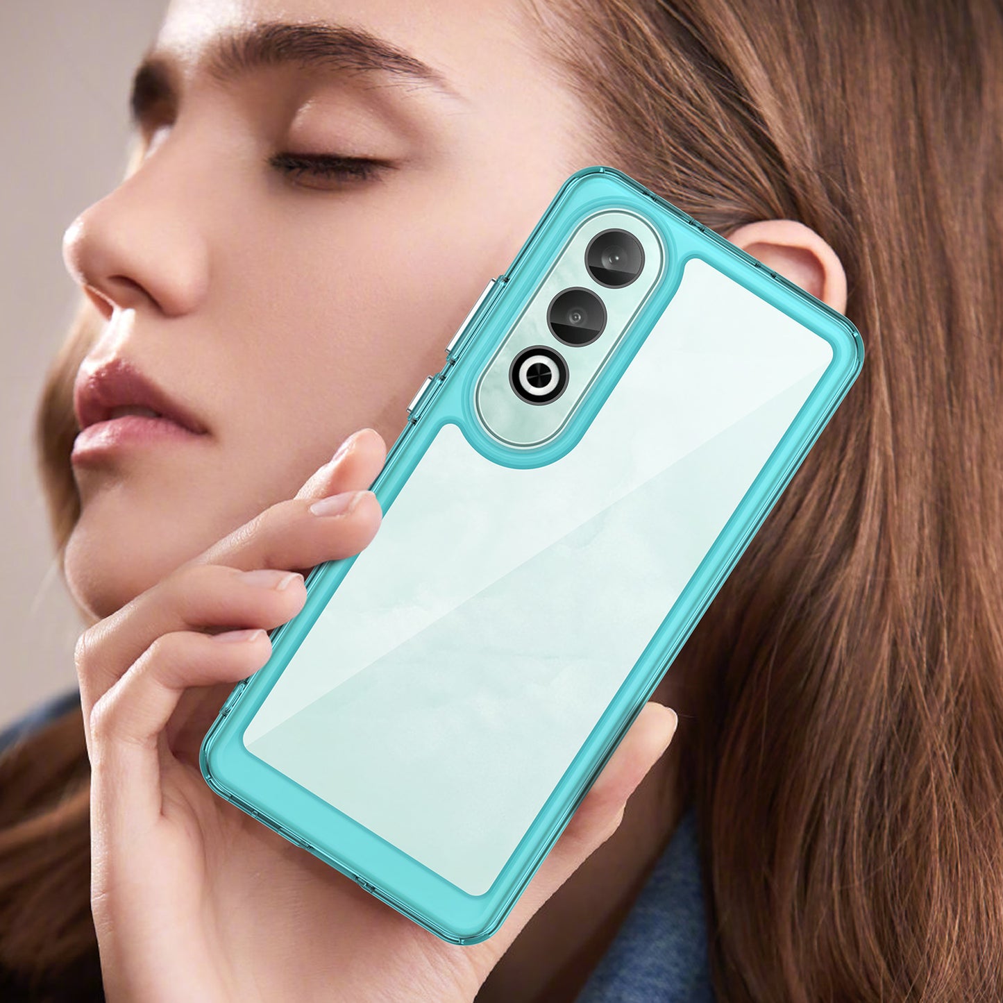For OnePlus Nord CE4 5G Case Drop-Proof TPU Frame Clear Acrylic Protective Phone Shell - Transparent Blue