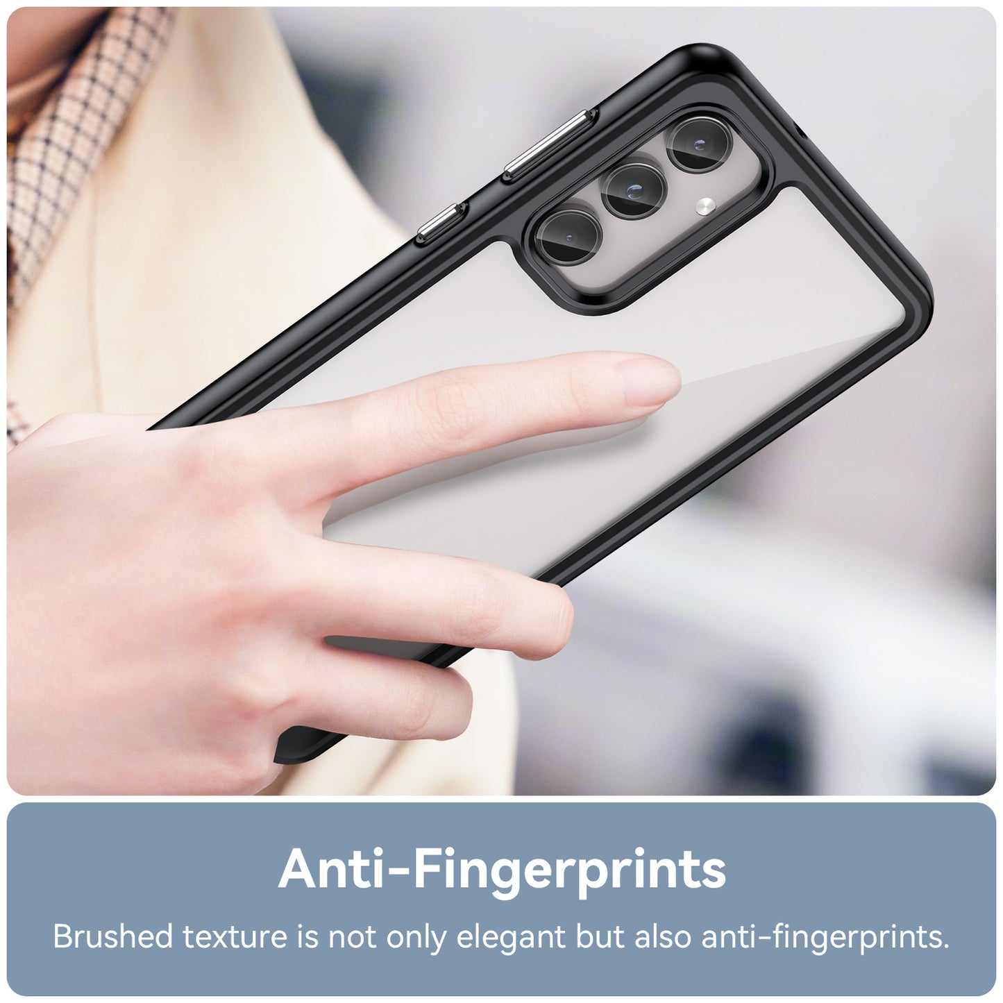 For Samsung Galaxy M55 5G Case TPU Frame Clear Acrylic Protective Phone Cover - Black
