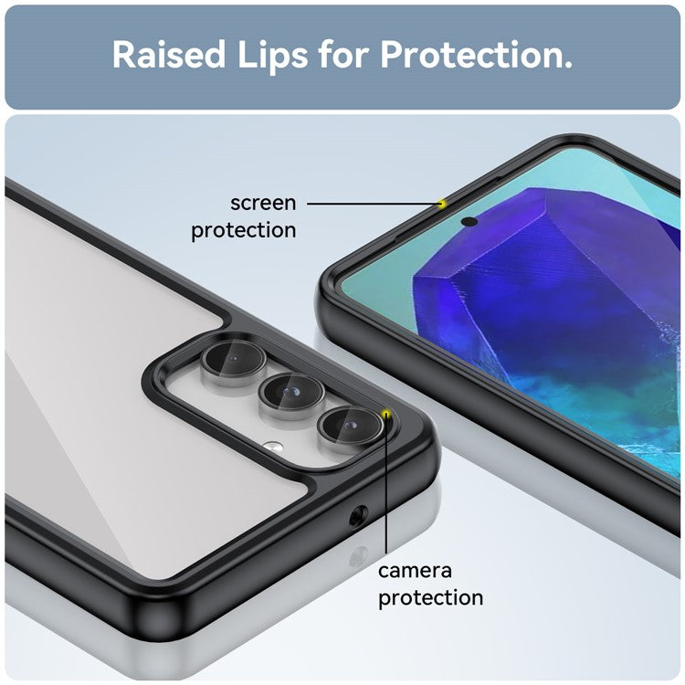 For Samsung Galaxy M55 5G / C55 5G / F55 5G Case TPU Frame Clear Acrylic Protective Phone Cover - Black