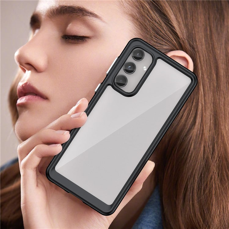 For Samsung Galaxy M55 5G / C55 5G / F55 5G Case TPU Frame Clear Acrylic Protective Phone Cover - Black