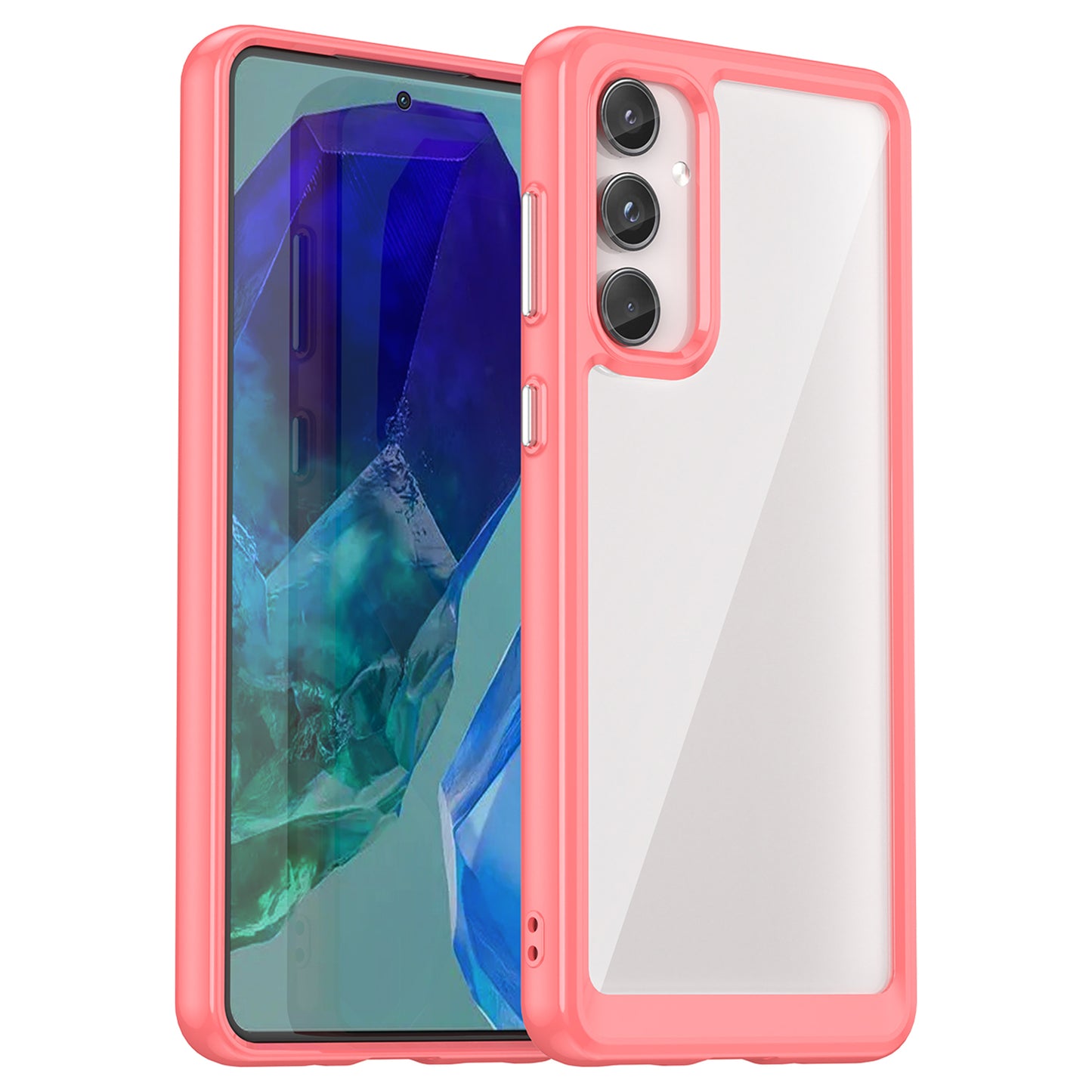 For Samsung Galaxy M55 5G Case TPU Frame Clear Acrylic Protective Phone Cover - Red