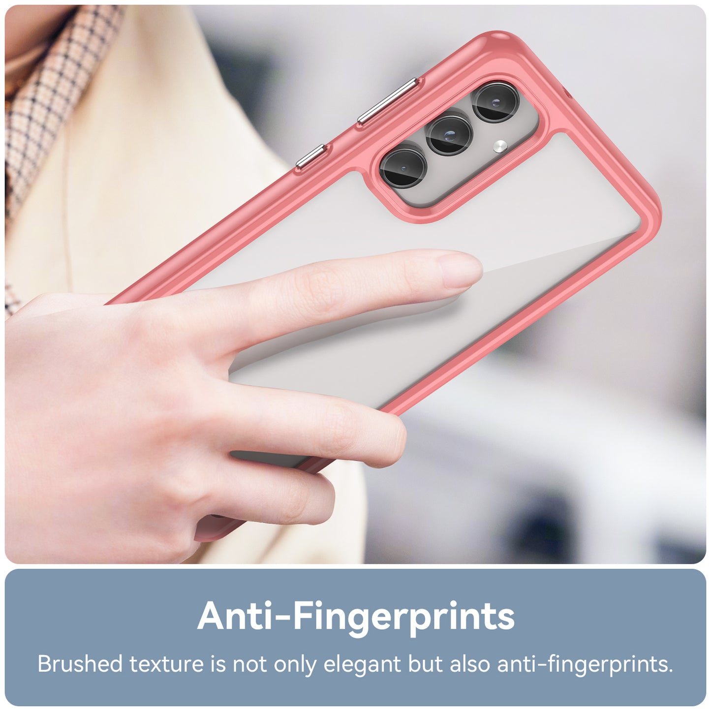 For Samsung Galaxy M55 5G Case TPU Frame Clear Acrylic Protective Phone Cover - Red