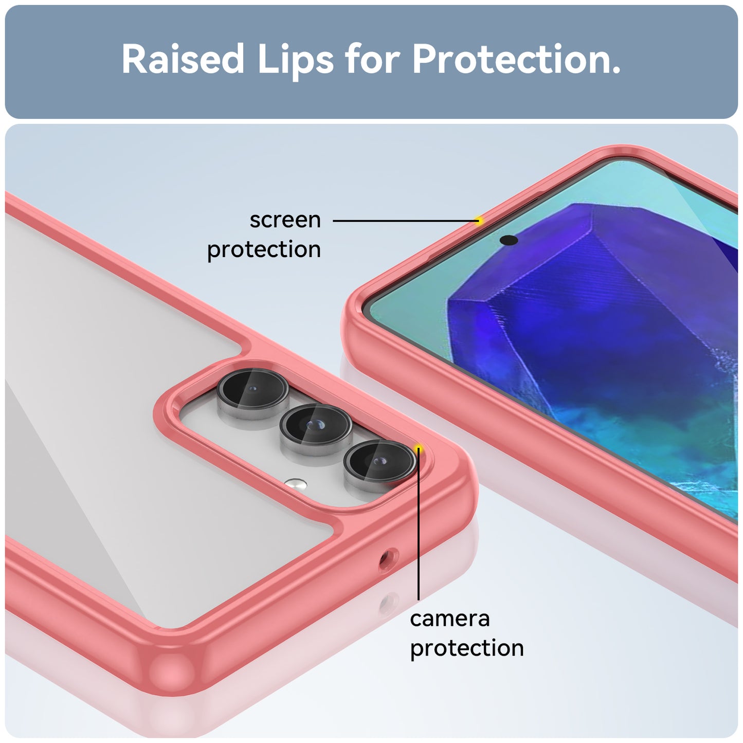 For Samsung Galaxy M55 5G Case TPU Frame Clear Acrylic Protective Phone Cover - Red