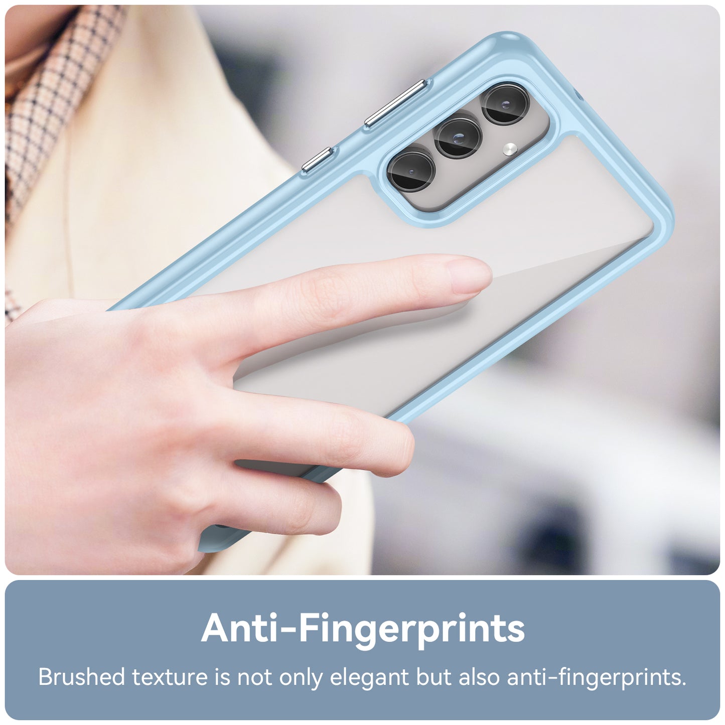 For Samsung Galaxy M55 5G Case TPU Frame Clear Acrylic Protective Phone Cover - Blue