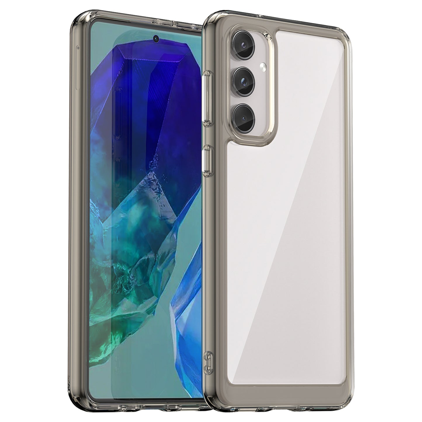 For Samsung Galaxy M55 5G Case TPU Frame Clear Acrylic Protective Phone Cover - Transparent Grey