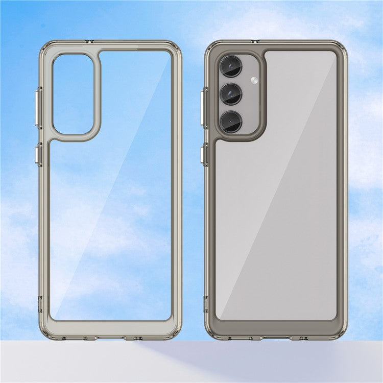 For Samsung Galaxy M55 5G / C55 5G / F55 5G Case TPU Frame Clear Acrylic Protective Phone Cover - Transparent Grey