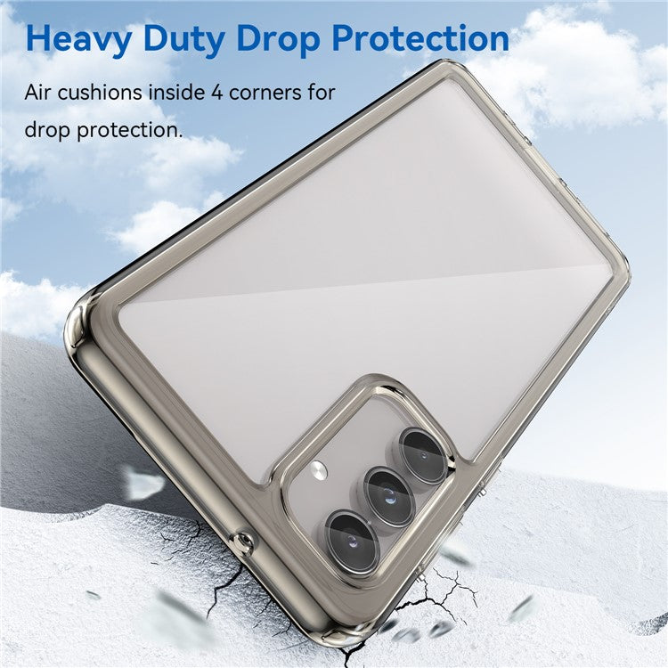 For Samsung Galaxy M55 5G / C55 5G / F55 5G Case TPU Frame Clear Acrylic Protective Phone Cover - Transparent Grey