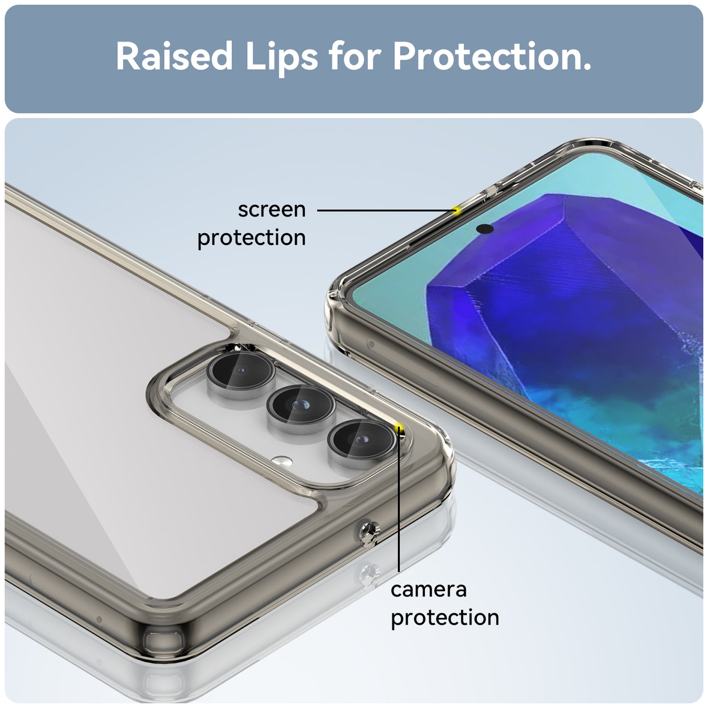 For Samsung Galaxy M55 5G Case TPU Frame Clear Acrylic Protective Phone Cover - Transparent Grey