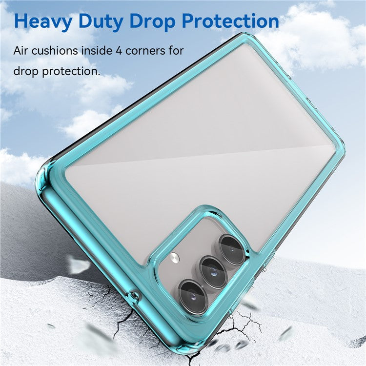 For Samsung Galaxy M55 5G / C55 5G / F55 5G Case TPU Frame Clear Acrylic Protective Phone Cover - Transparent Blue