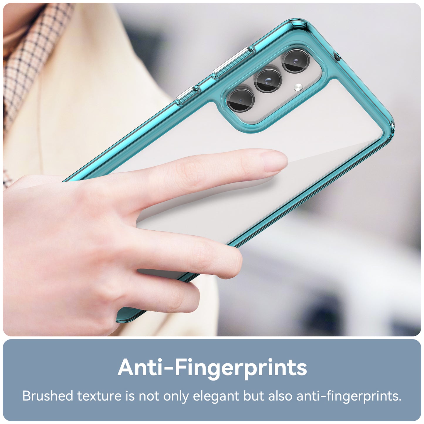 For Samsung Galaxy M55 5G Case TPU Frame Clear Acrylic Protective Phone Cover - Transparent Blue