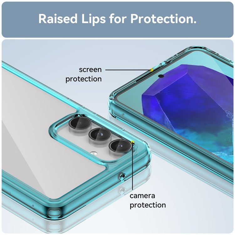 For Samsung Galaxy M55 5G / C55 5G / F55 5G Case TPU Frame Clear Acrylic Protective Phone Cover - Transparent Blue
