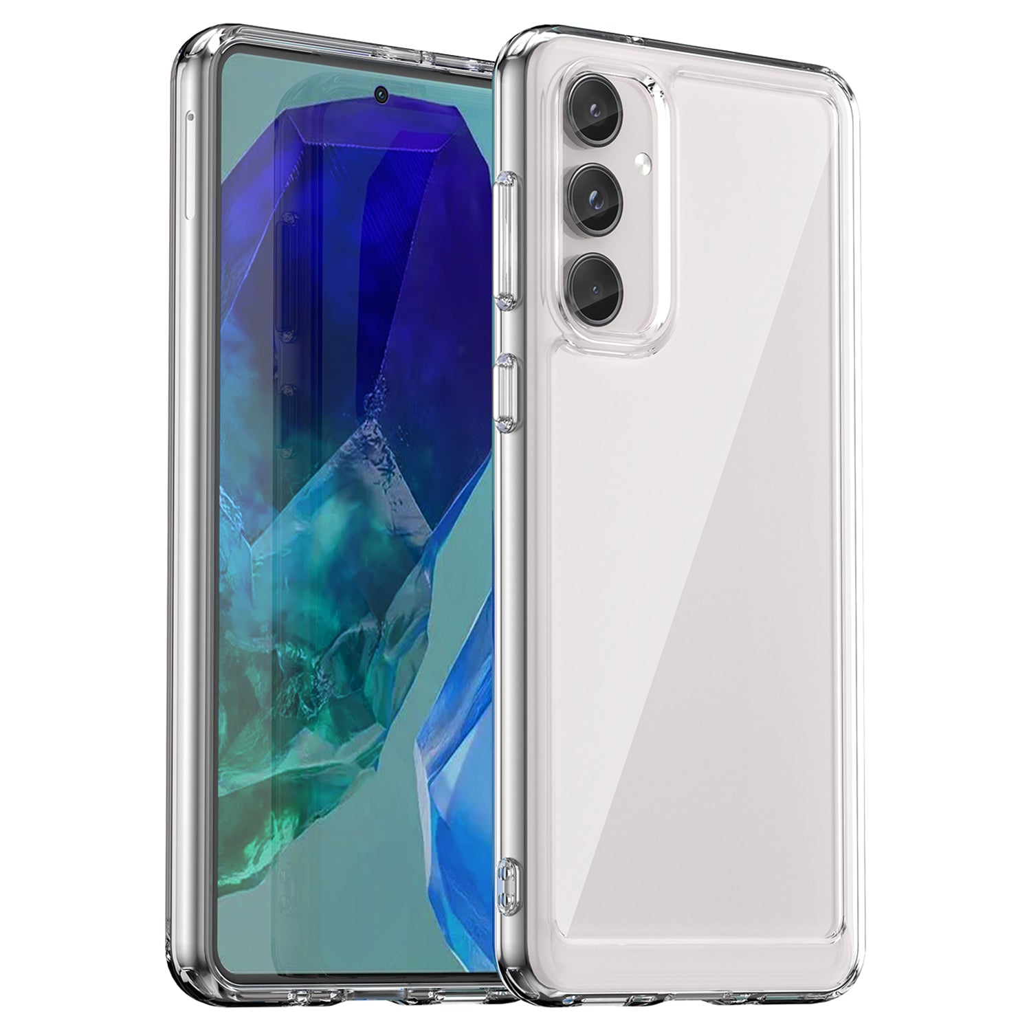For Samsung Galaxy M55 5G Case TPU Frame Clear Acrylic Protective Phone Cover - Transparent