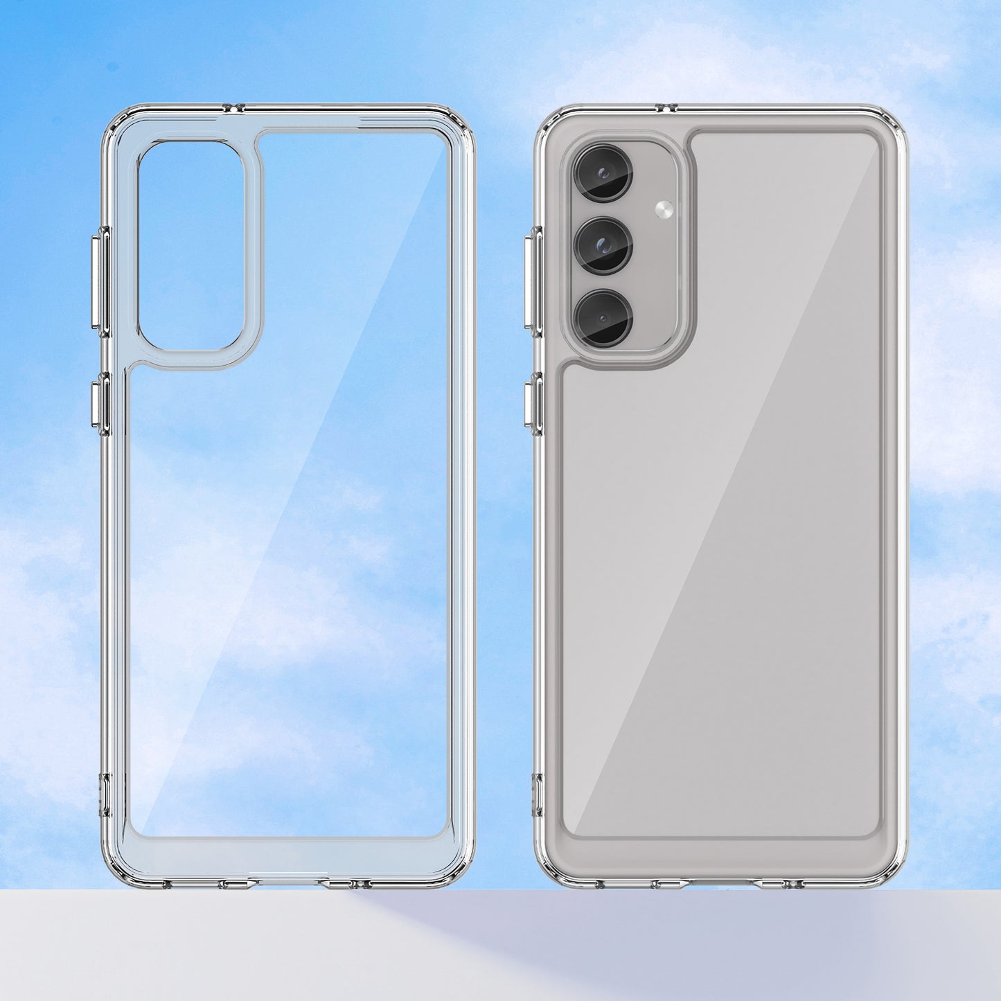 For Samsung Galaxy M55 5G Case TPU Frame Clear Acrylic Protective Phone Cover - Transparent