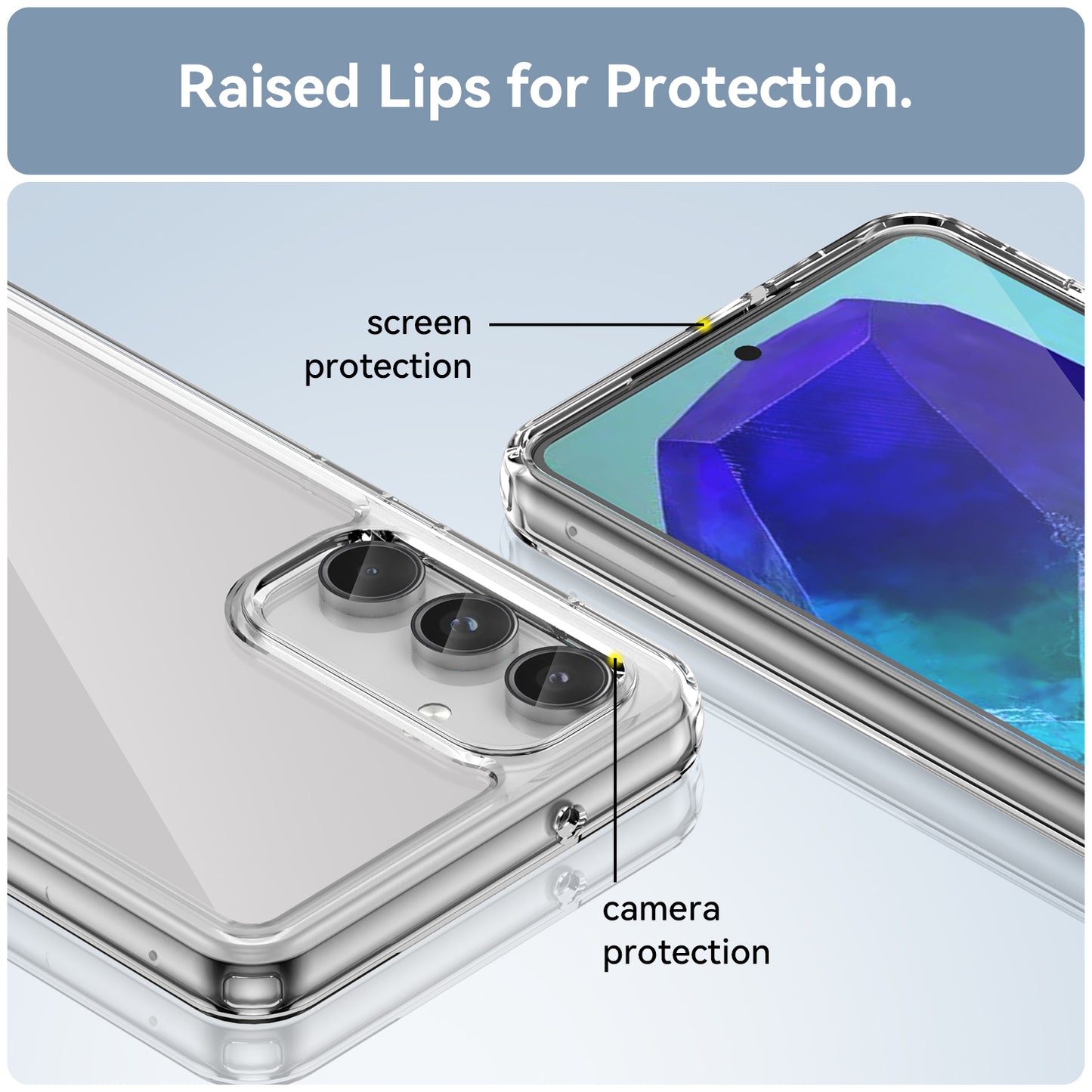 For Samsung Galaxy M55 5G Case TPU Frame Clear Acrylic Protective Phone Cover - Transparent