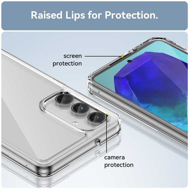 For Samsung Galaxy M55 5G / C55 5G / F55 5G Case TPU Frame Clear Acrylic Protective Phone Cover - Transparent