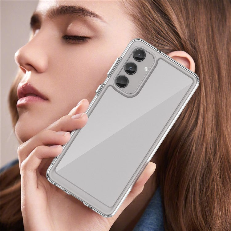 For Samsung Galaxy M55 5G / C55 5G / F55 5G Case TPU Frame Clear Acrylic Protective Phone Cover - Transparent