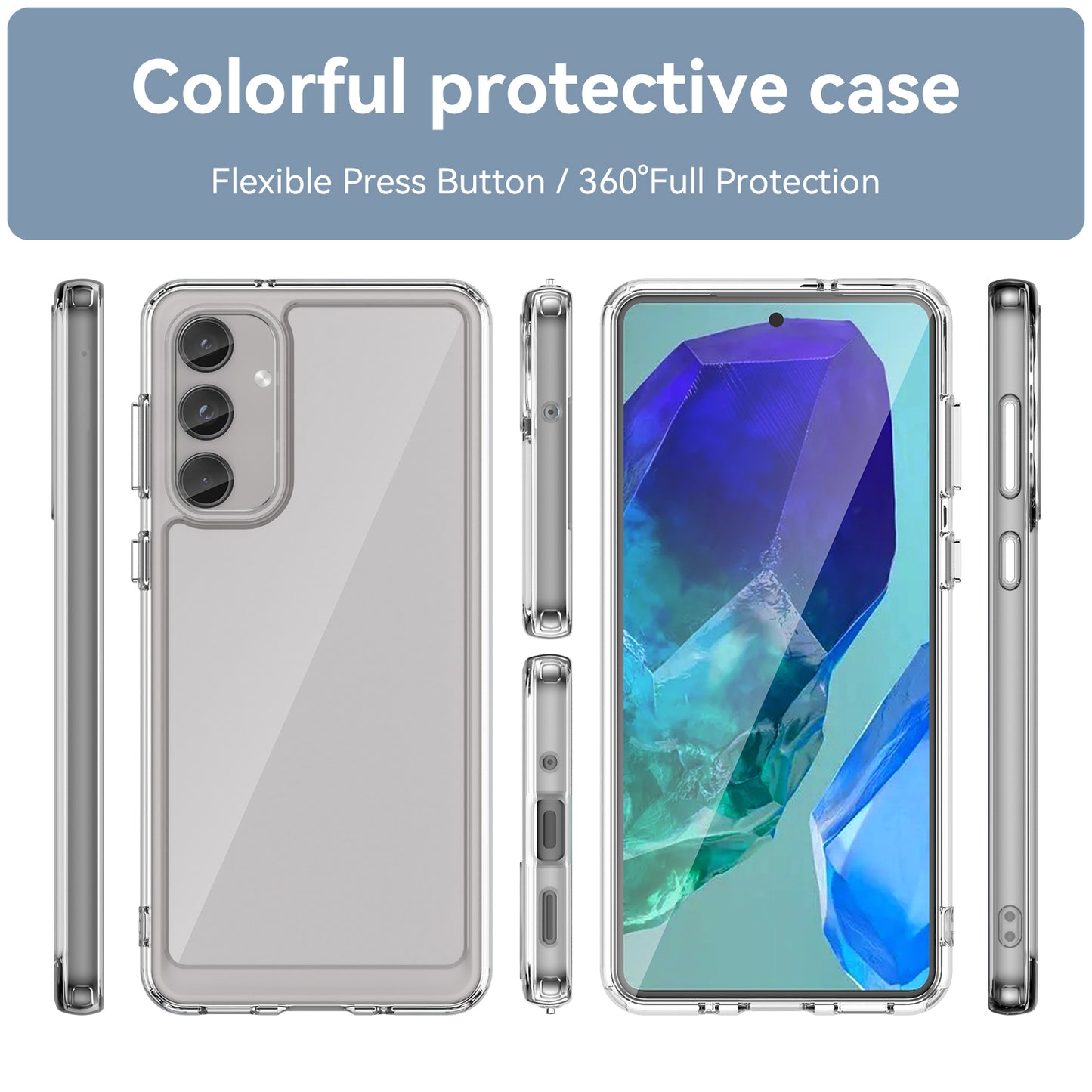 For Samsung Galaxy M55 5G Case TPU Frame Clear Acrylic Protective Phone Cover - Transparent
