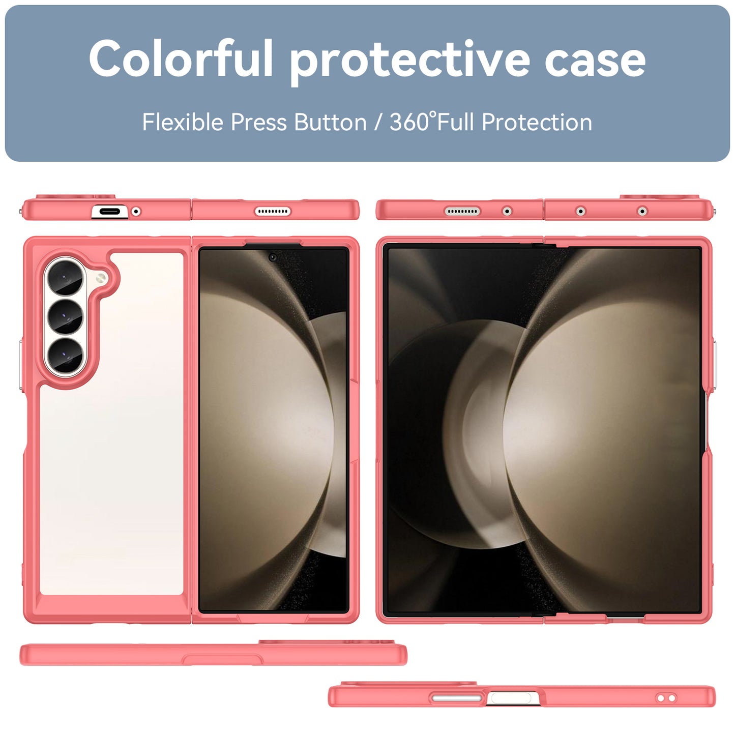 For Samsung Galaxy Z Fold6 5G Case Protective TPU+Acrylic Phone Mobile Parts Wholesale - Red