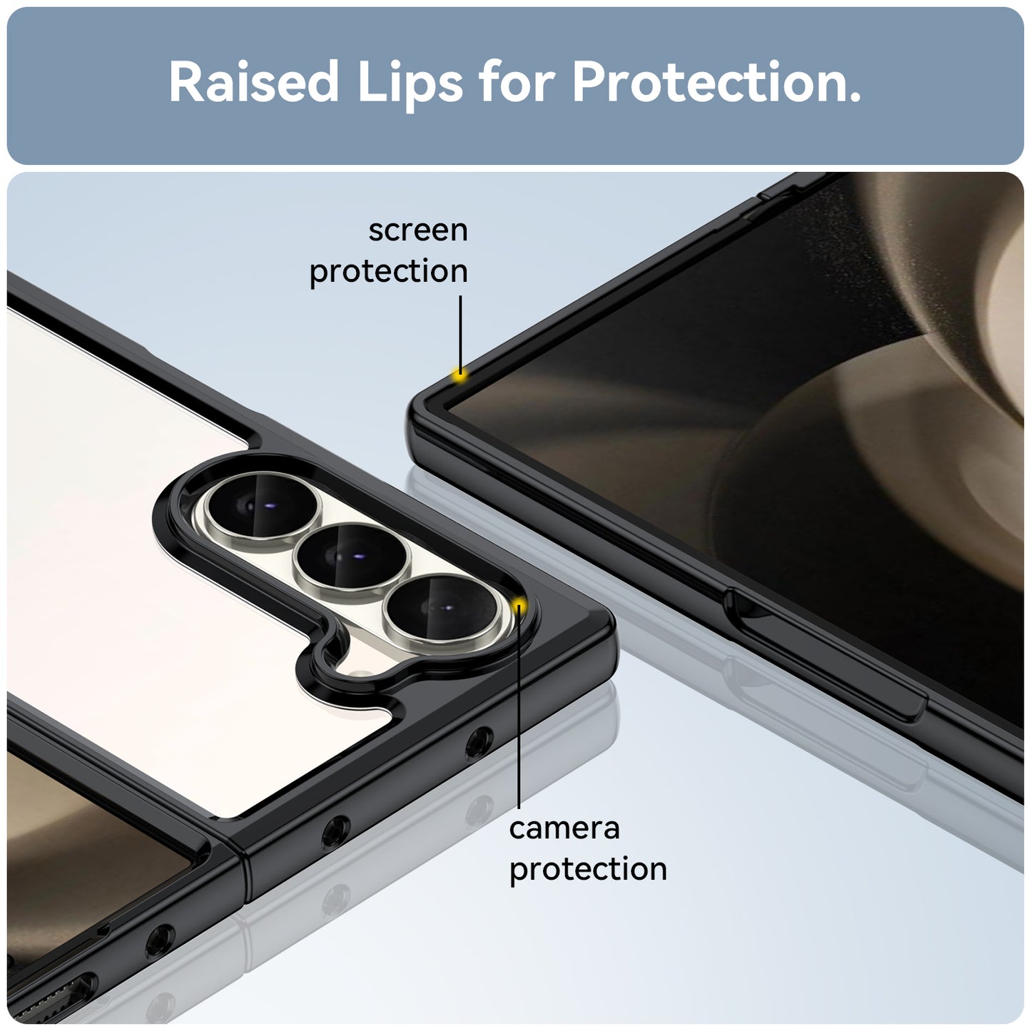 For Samsung Galaxy Z Fold6 5G Case Protective TPU+Acrylic Phone Mobile Parts Wholesale - Black