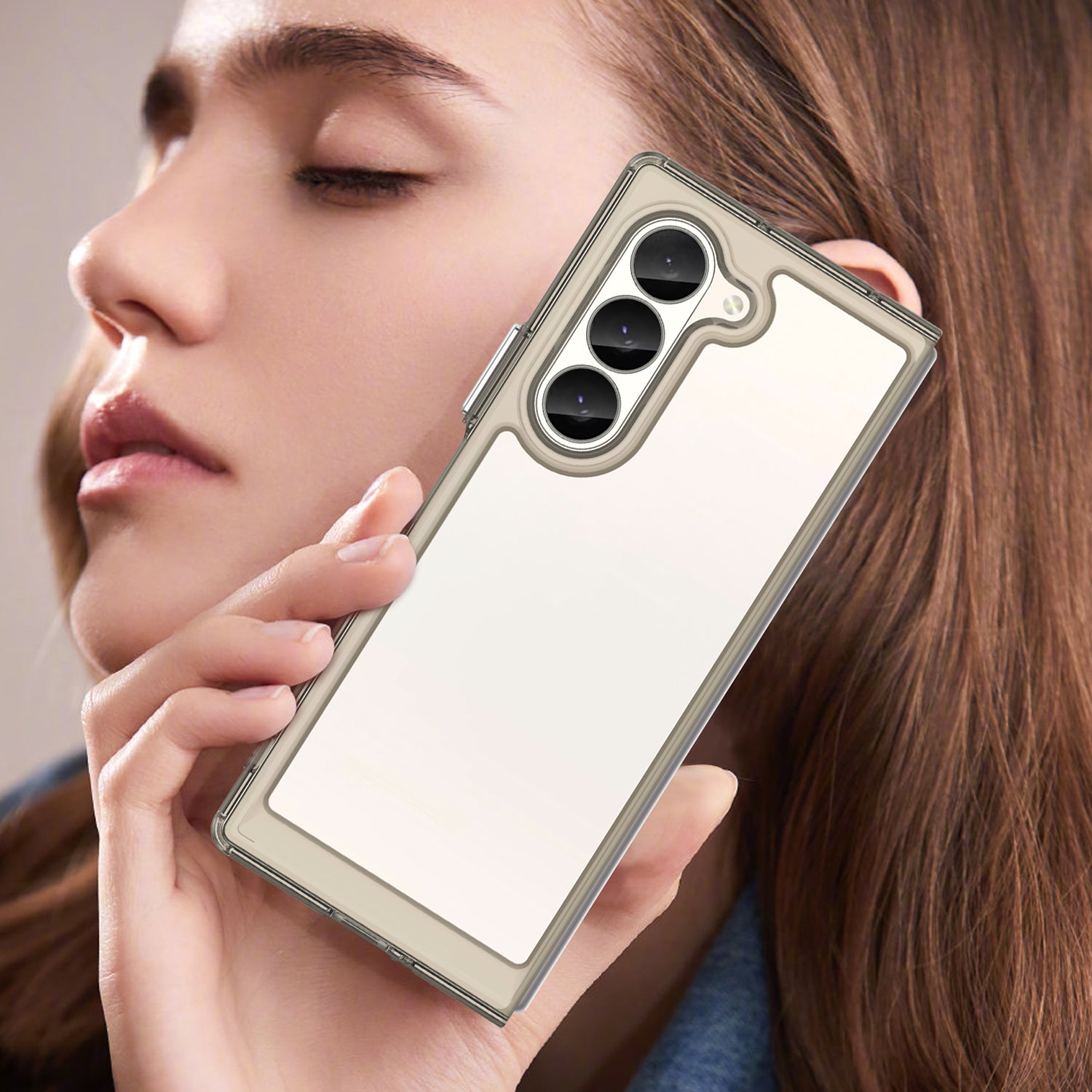 For Samsung Galaxy Z Fold6 5G Case Protective TPU+Acrylic Phone Mobile Parts Wholesale - Transparent Grey