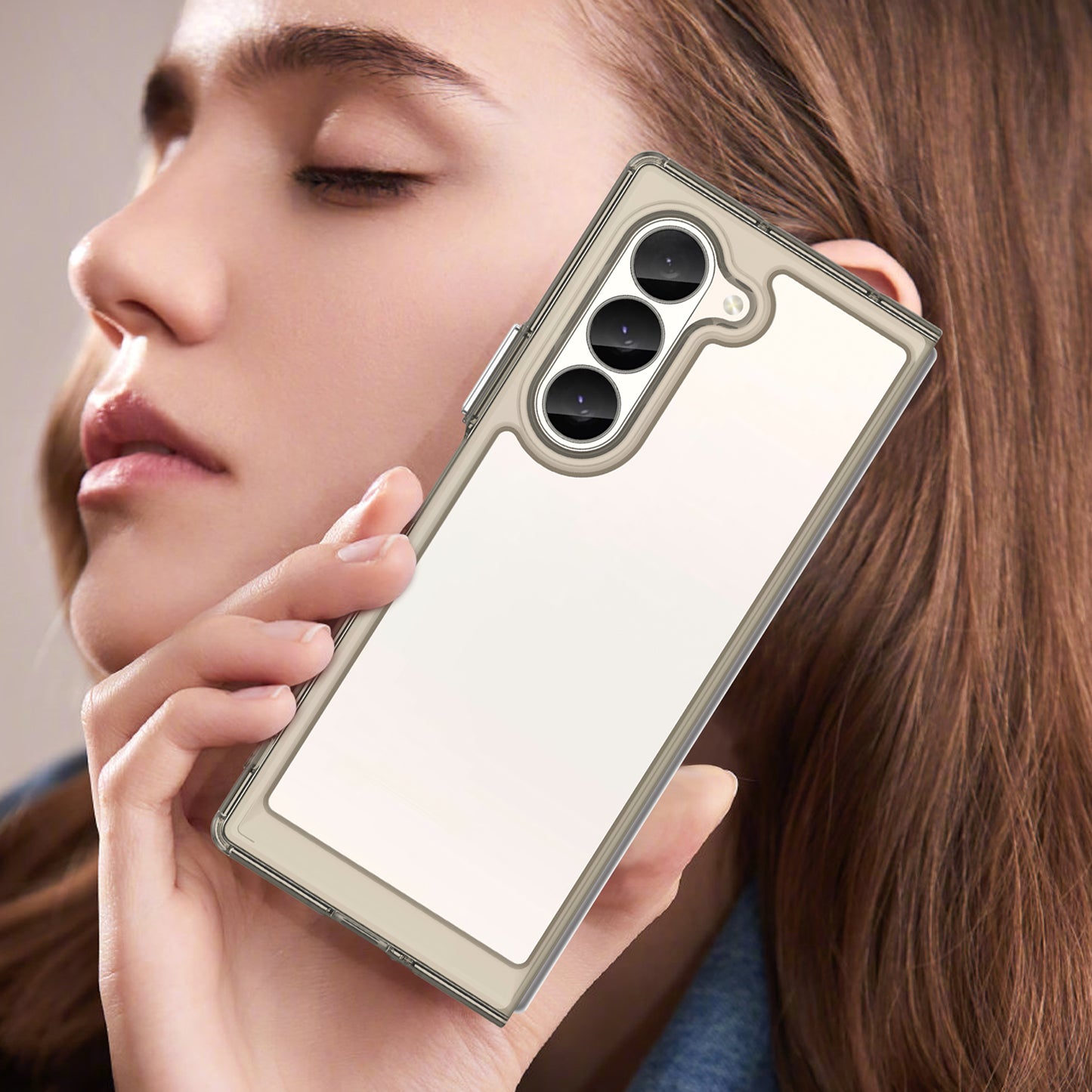 For Samsung Galaxy Z Fold6 5G Case Protective TPU+Acrylic Phone Mobile Parts Wholesale - Transparent Grey