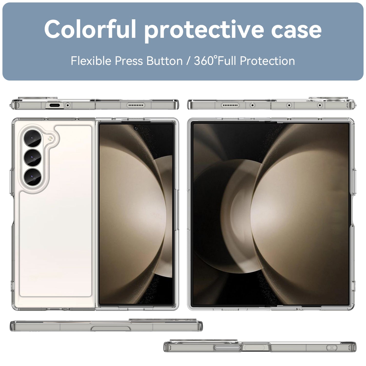 For Samsung Galaxy Z Fold6 5G Case Protective TPU+Acrylic Phone Mobile Parts Wholesale - Transparent
