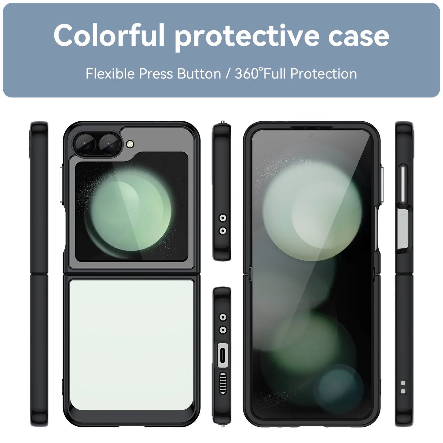 For Samsung Galaxy Z Flip6 5G Case TPU+Acrylic Shockproof Phone Cover - Black