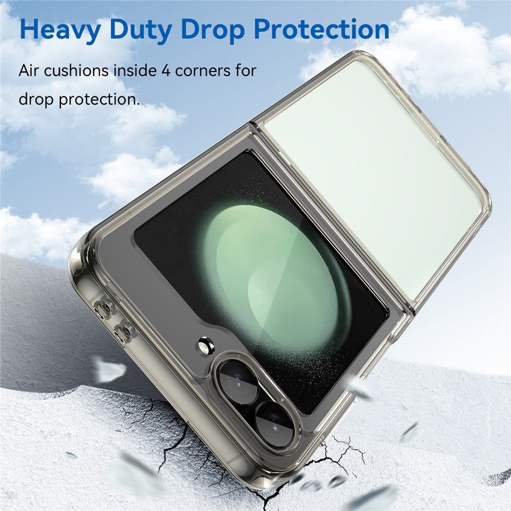 For Samsung Galaxy Z Flip7 FE 5G / Z Flip6 5G Case TPU+Acrylic Shockproof Phone Cover - Transparent Grey