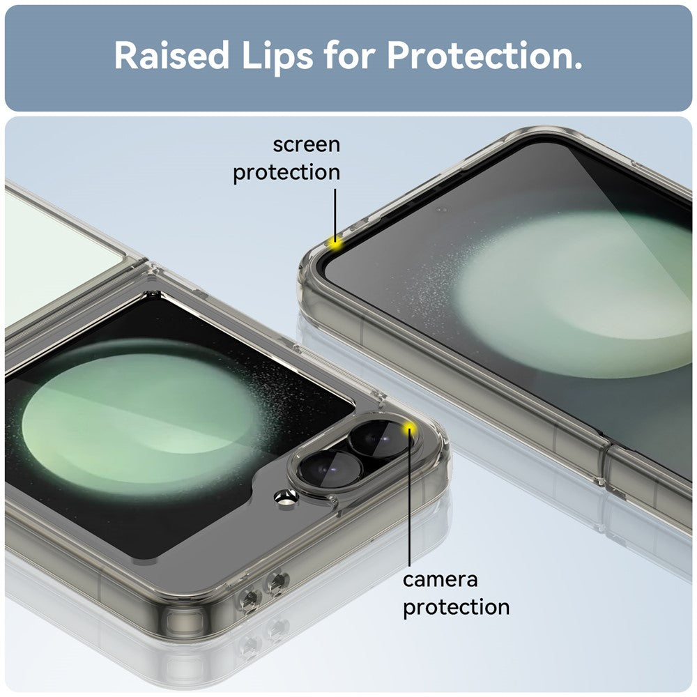 For Samsung Galaxy Z Flip7 FE 5G / Z Flip6 5G Case TPU+Acrylic Shockproof Phone Cover - Transparent Grey