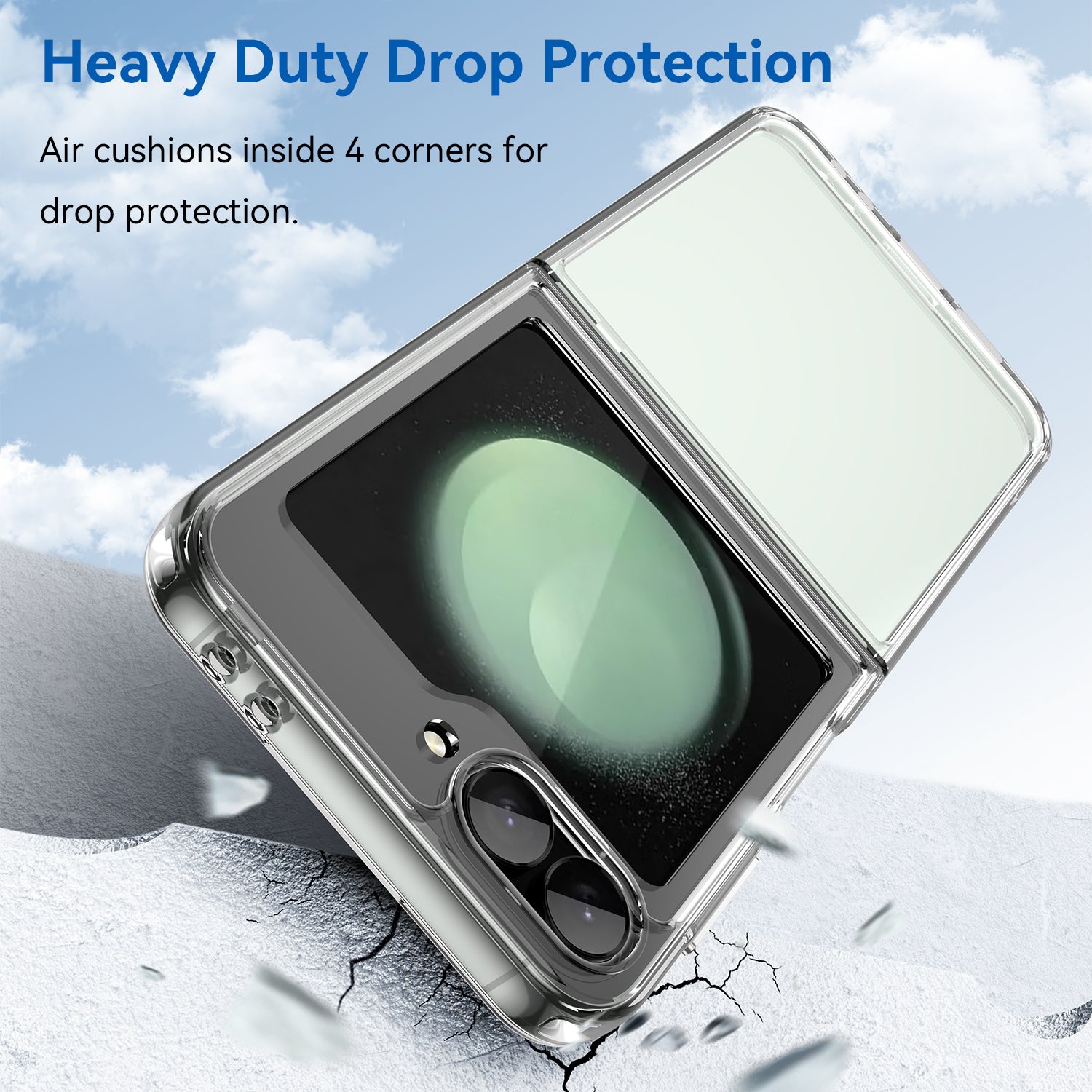 For Samsung Galaxy Z Flip6 5G Case TPU+Acrylic Shockproof Phone Cover - Transparent
