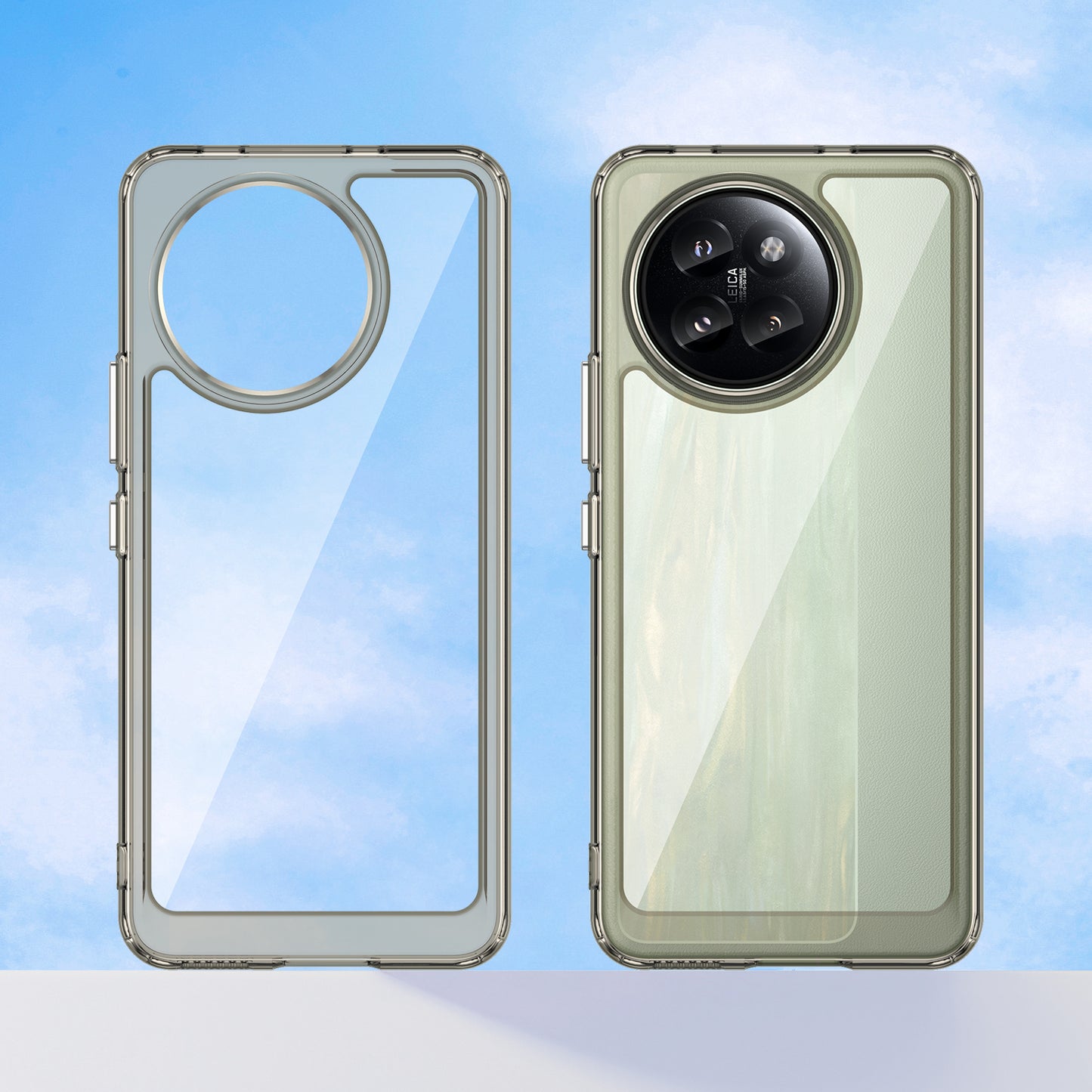 For Xiaomi Civi 4 Pro 5G Case Protective TPU Frame Clear Acrylic Phone Shell - Transparent Grey