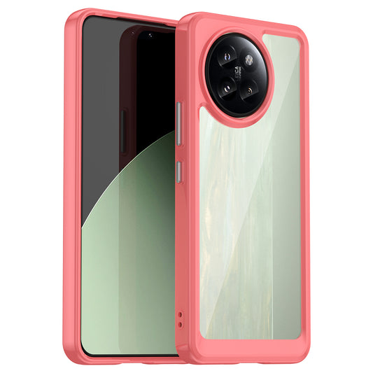 For Xiaomi Civi 4 Pro 5G Case Protective TPU Frame Clear Acrylic Phone Shell - Red