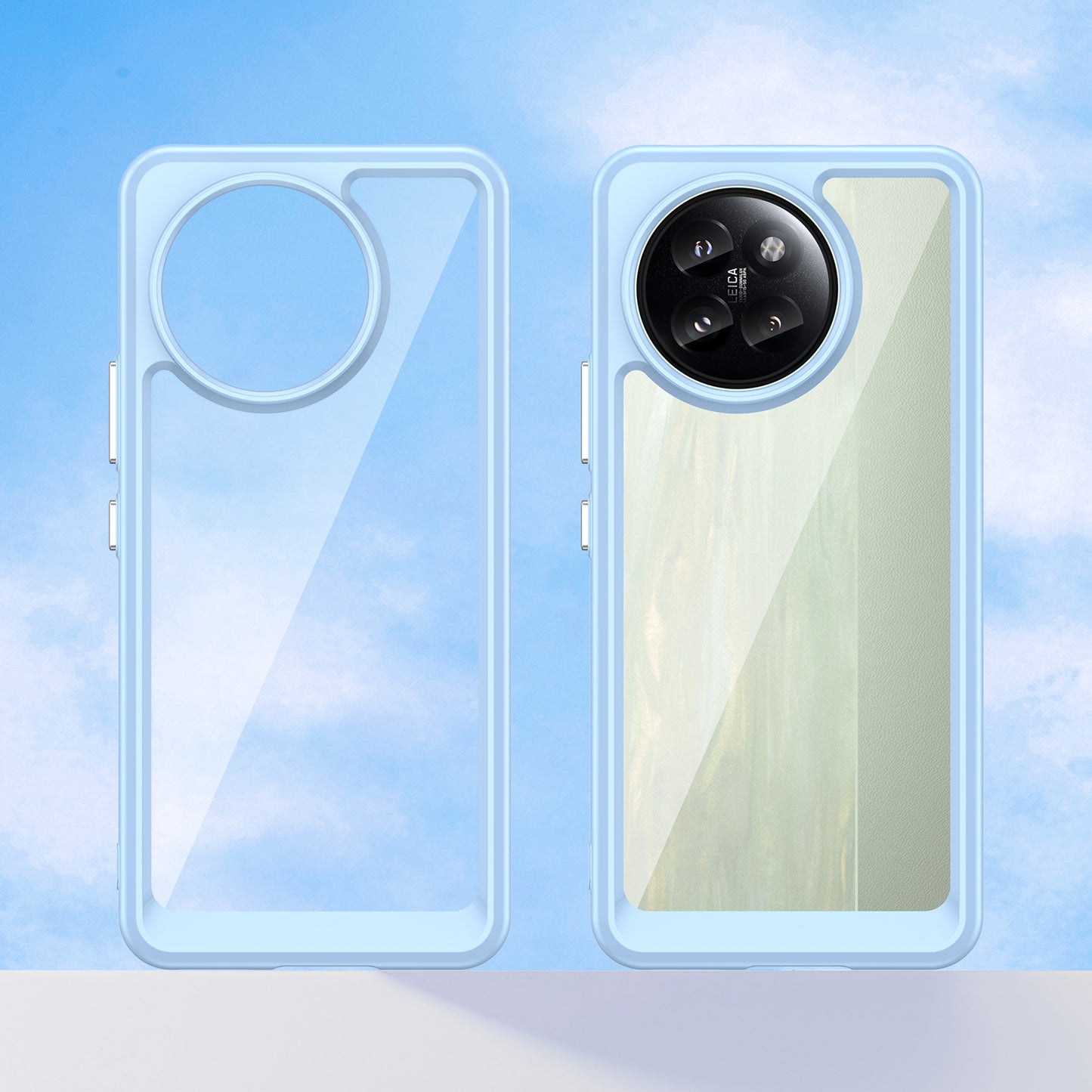 For Xiaomi Civi 4 Pro 5G Case Protective TPU Frame Clear Acrylic Phone Shell - Blue