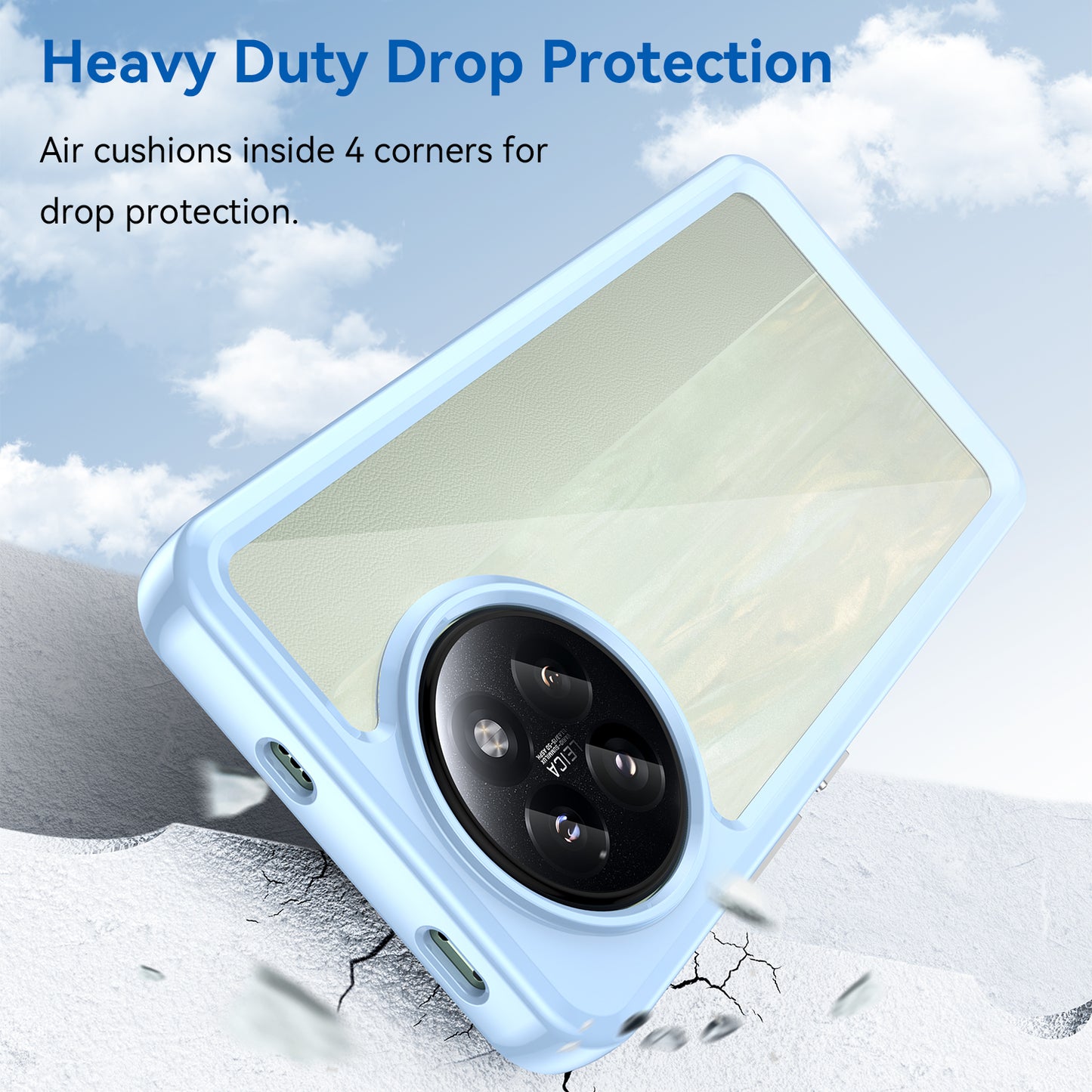 For Xiaomi Civi 4 Pro 5G Case Protective TPU Frame Clear Acrylic Phone Shell - Blue