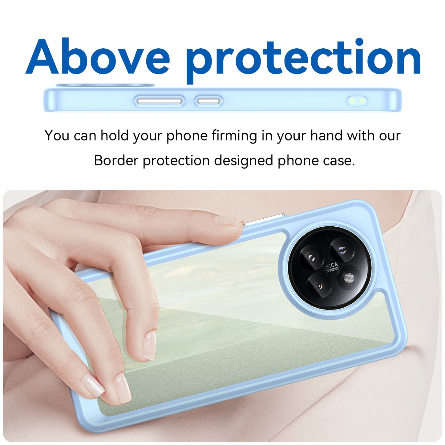 For Xiaomi Civi 4 Pro 5G Case Protective TPU Frame Clear Acrylic Phone Shell - Blue