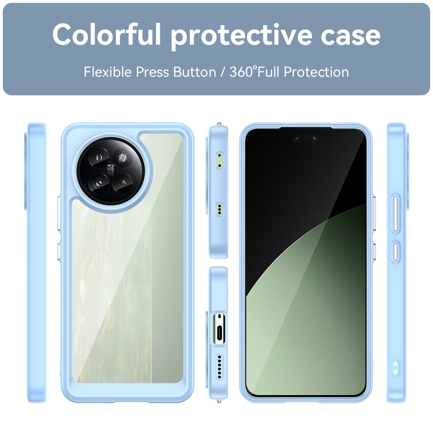 For Xiaomi Civi 4 Pro 5G Case Protective TPU Frame Clear Acrylic Phone Shell - Blue