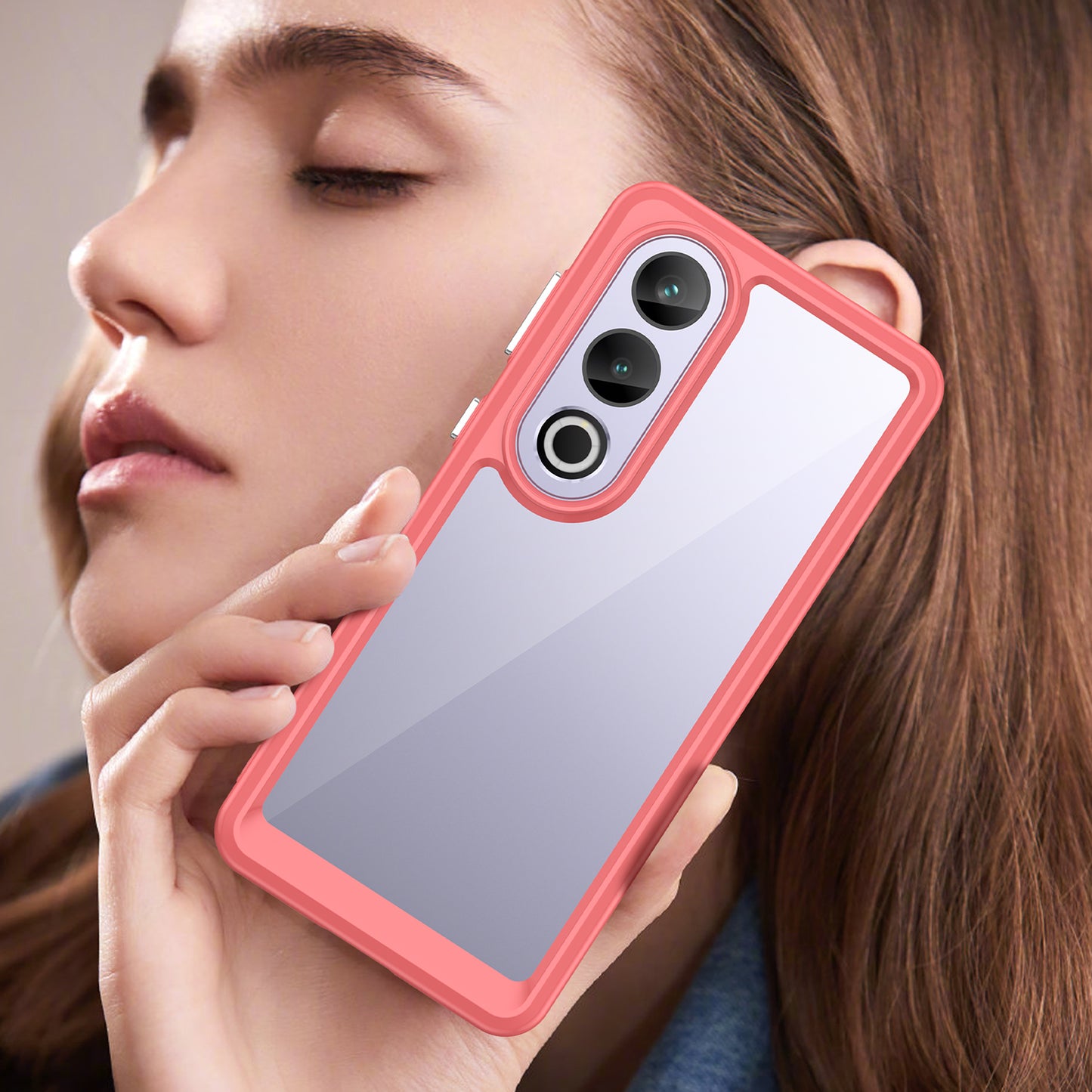 For OnePlus Ace 3V 5G Case TPU Frame Clear Acrylic Phone Shell Wholesale Cell Phone Accessories - Red