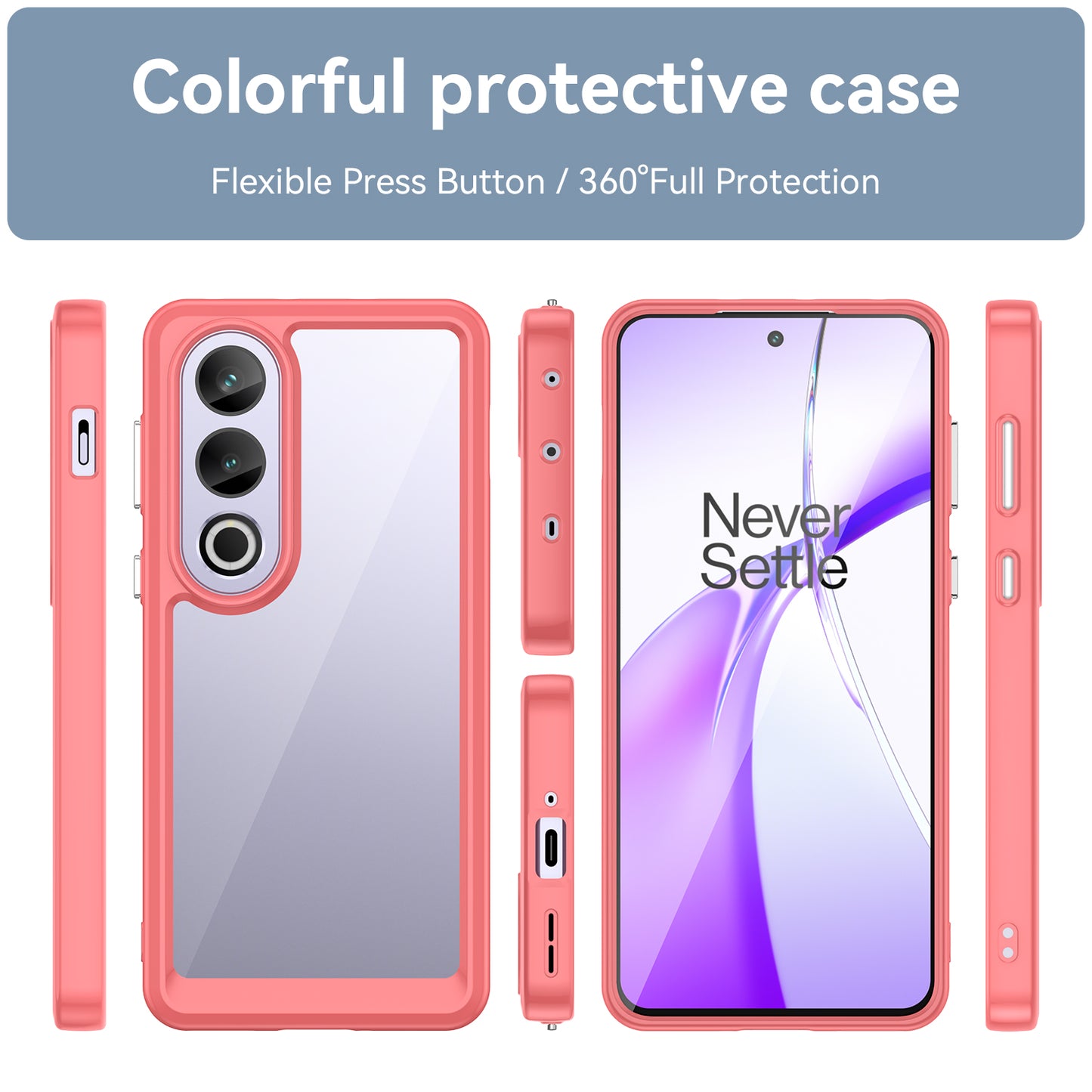 For OnePlus Ace 3V 5G Case TPU Frame Clear Acrylic Phone Shell Wholesale Cell Phone Accessories - Red
