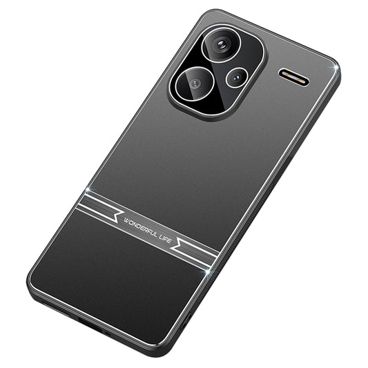 For Xiaomi Redmi Note 13 Pro+ 5G Anti-Scratch Phone Case Metal+PC+TPU Matte Texture Mobile Phone Cover - Black+Brushed Black